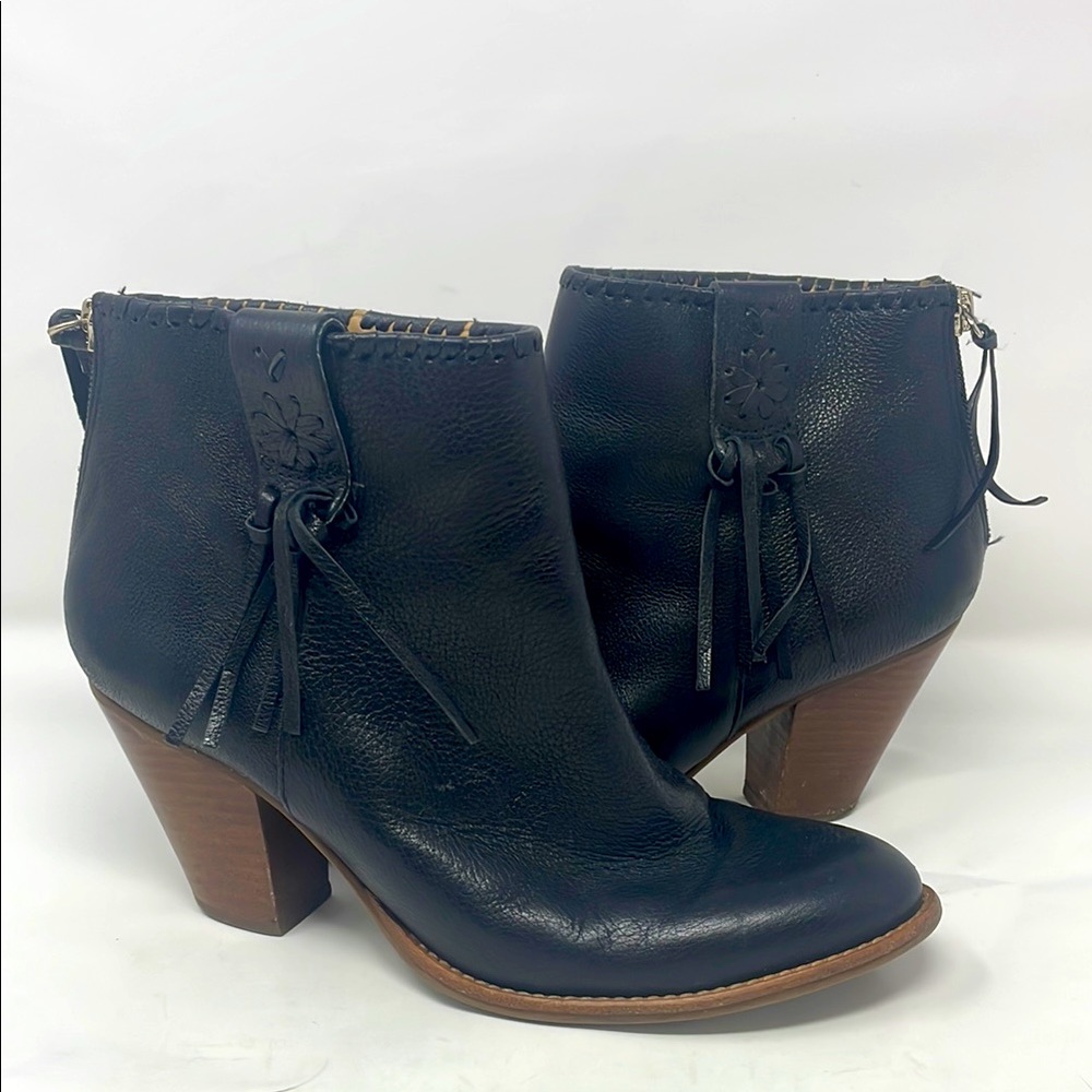 Jack Rogers Black Leather Ankle Booties Size 8 Excellent Condition
